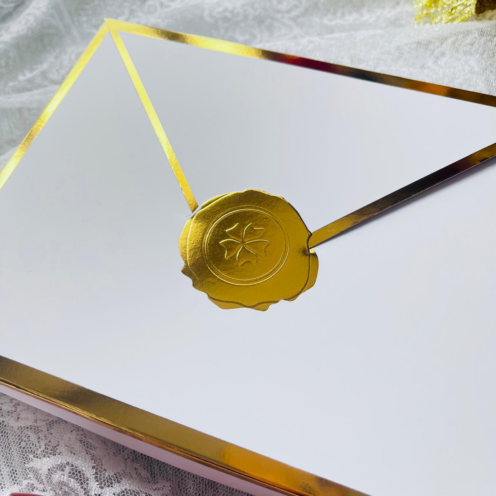 12 Bölmeli Zarf Tasarım Gold Yaldız Kutu — galeri görseli