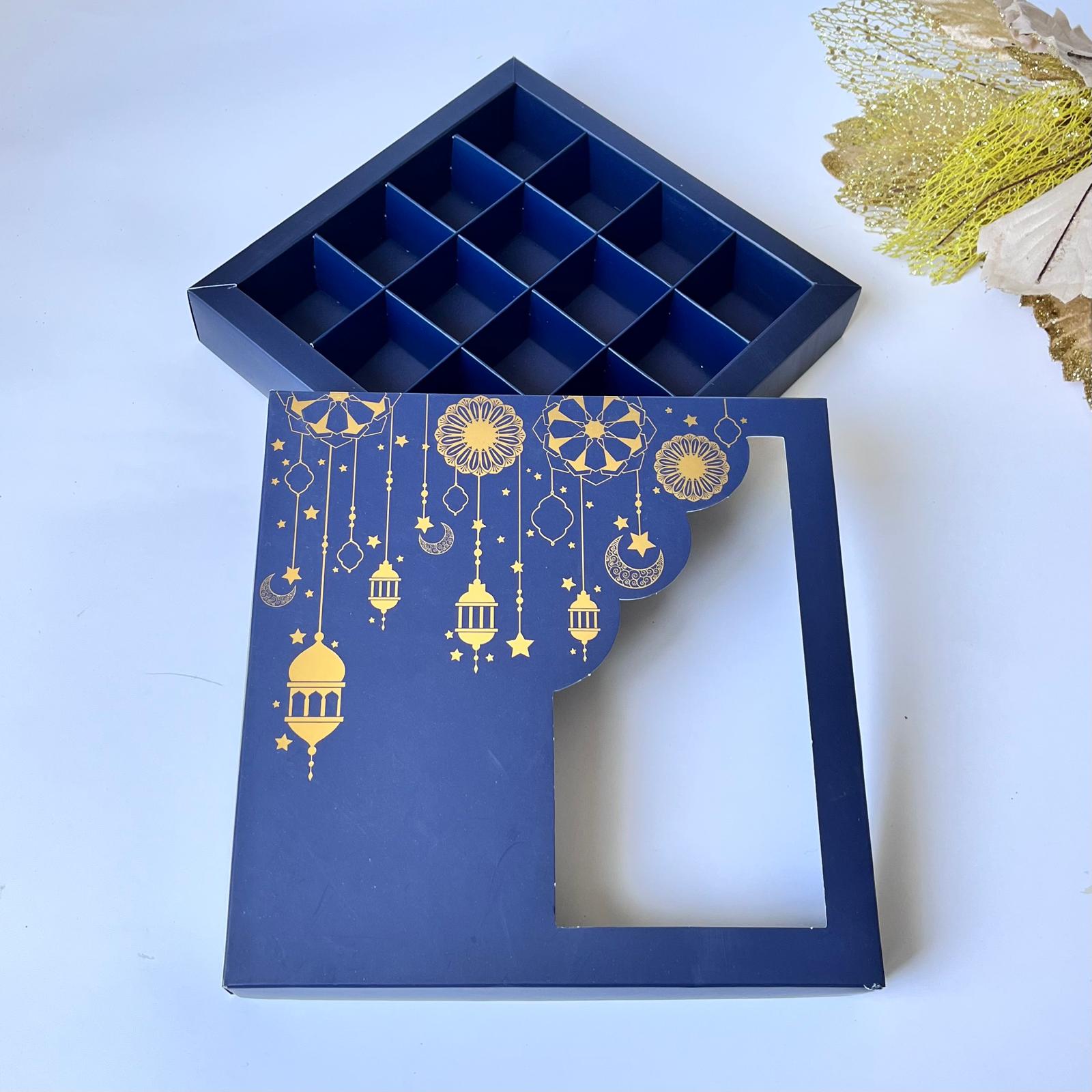 16 Bölmeli Bonbon Çikolata Kutusu Gold Yaldız Ramazan Temalı — ürün görseli