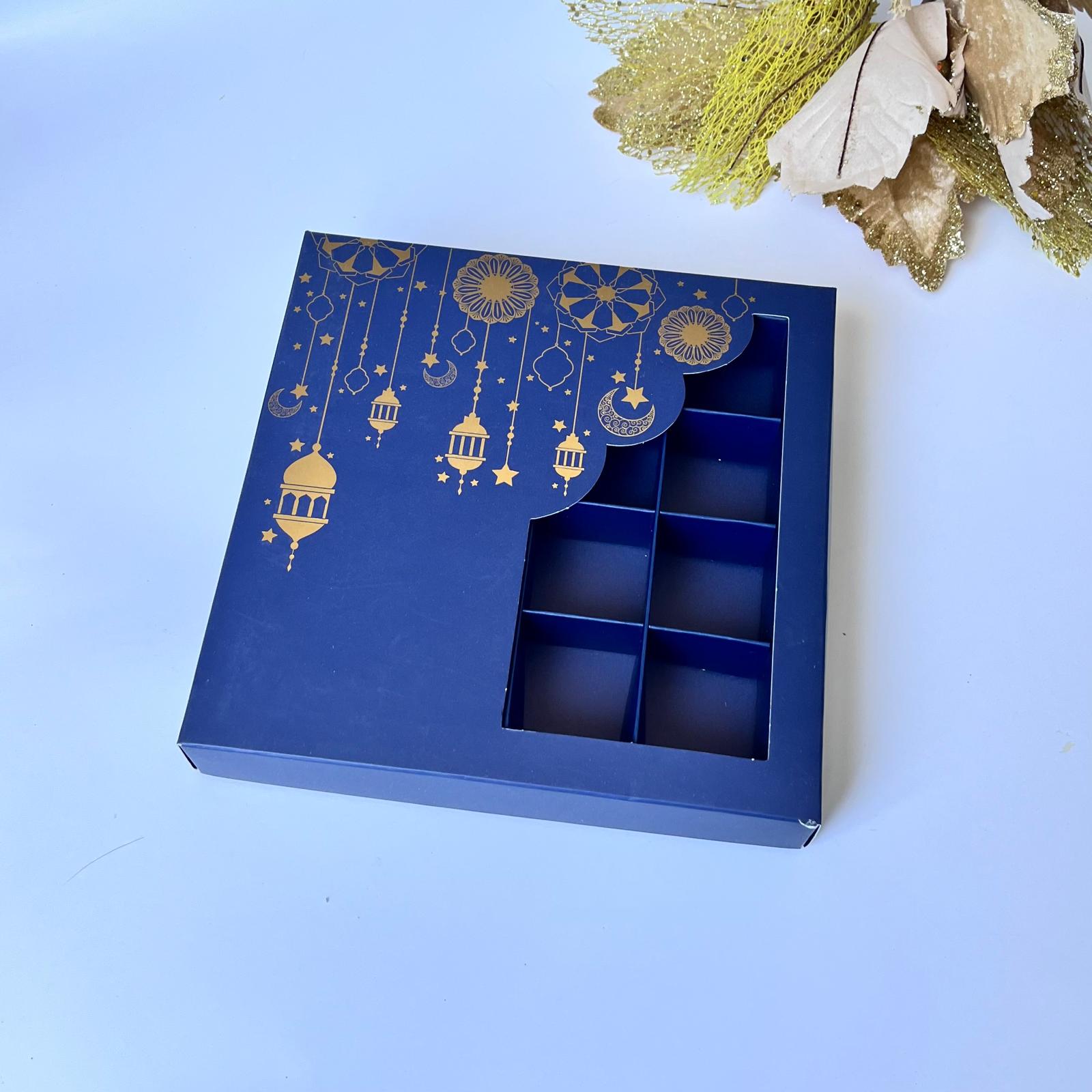 16 Bölmeli Bonbon Çikolata Kutusu Gold Yaldız Ramazan Temalı — galeri görseli