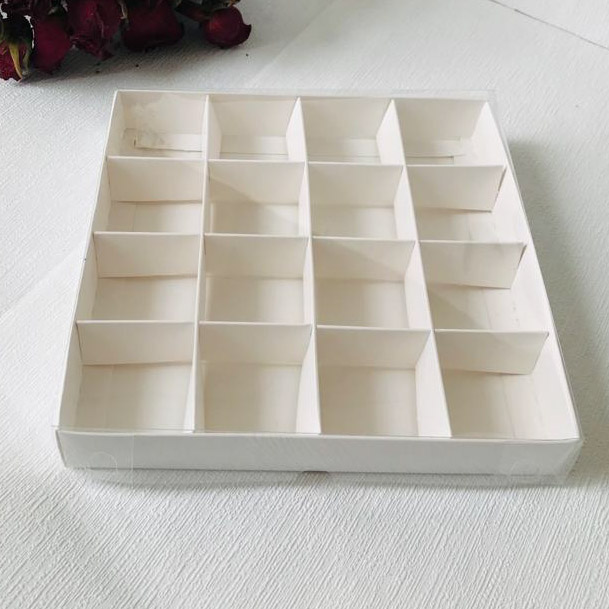 20x20x3 Asetat Kapaklı Kutu (16 Bölmeli) — ürün görseli