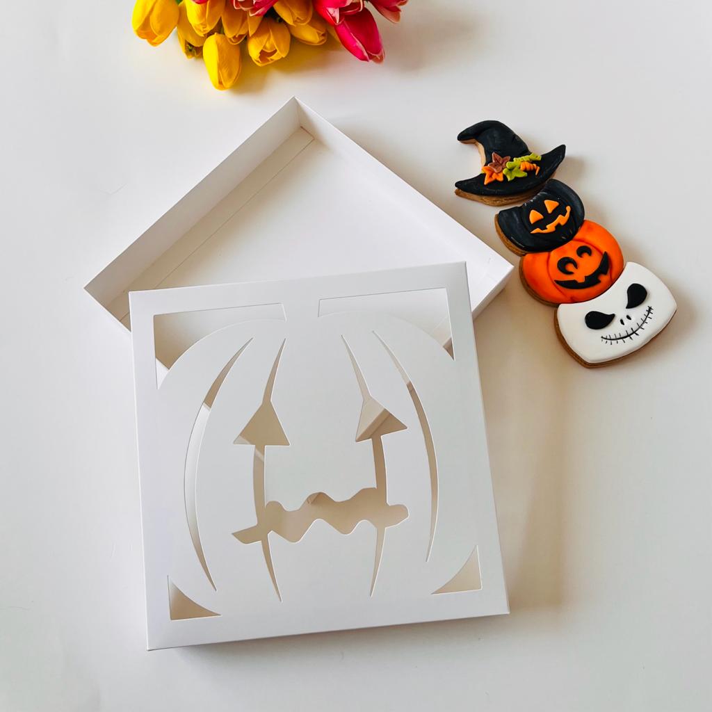 21x21x4 Pencereli Bal Kabağı Tsarım Karton Kutu-Halloween — galeri görseli