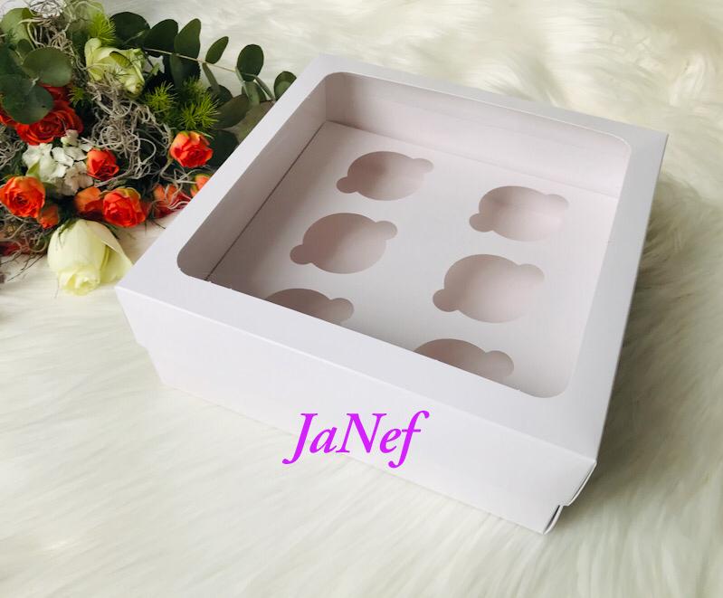 25x25x10 Pencereli Cupcake Kutusu 6 Bölmeli — ürün görseli