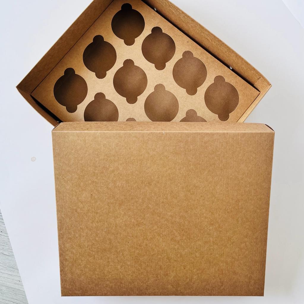 25x30x9 Karton Cupcake Kutusu 12'li — galeri görseli