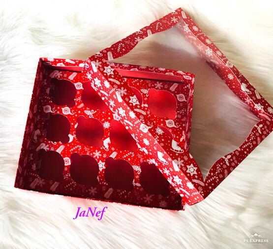 25x30x9 Pencereli Cupcake Kutusu 12'li — galeri görseli