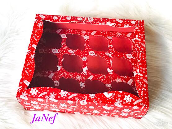 25x30x9 Pencereli Cupcake Kutusu 12'li — galeri görseli