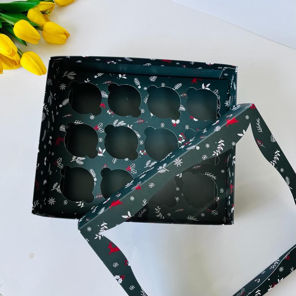 25x30x9 Pencereli Cupcake Kutusu 12'li — galeri görseli