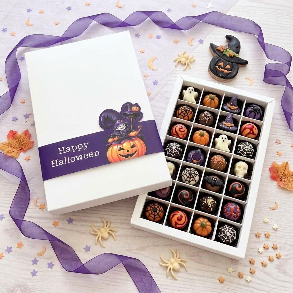28 Bölmeli Karton Bonbon Çikolata Kutusu-Halloween Şeritli — ürün görseli