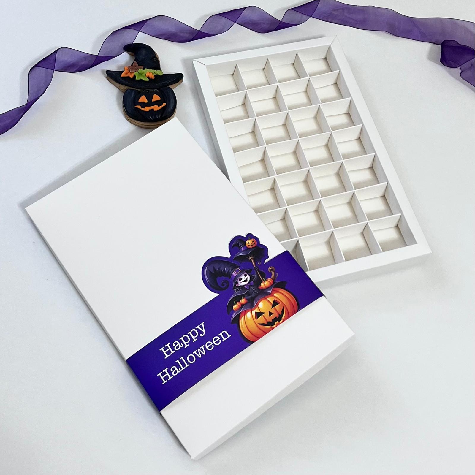 28 Bölmeli Karton Bonbon Çikolata Kutusu-Halloween Şeritli — galeri görseli