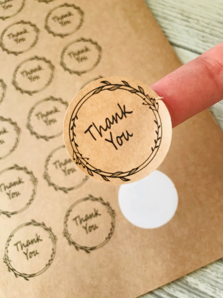 Sticker Kraft,thank you çerçeveli — ürün görseli