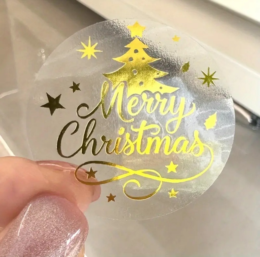 Sticker Şeffaf,Yaldız Gold Merrry Christmas — ürün görseli
